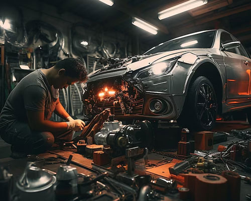 accident repair work in skiltech car care, kollam